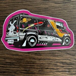 Dutch Bros Space Van Sticker - Pink, Black, Yellow, Orange